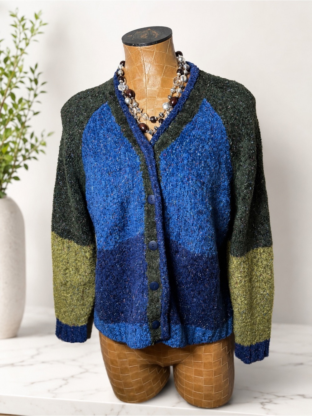 Heirloom Collectibles Colorblock Bouclé Cardigan Sweater